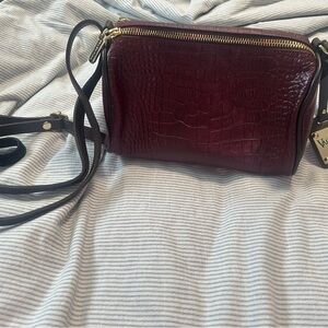 Valentina Italia Deep Red Crocodile Crossbody Bag